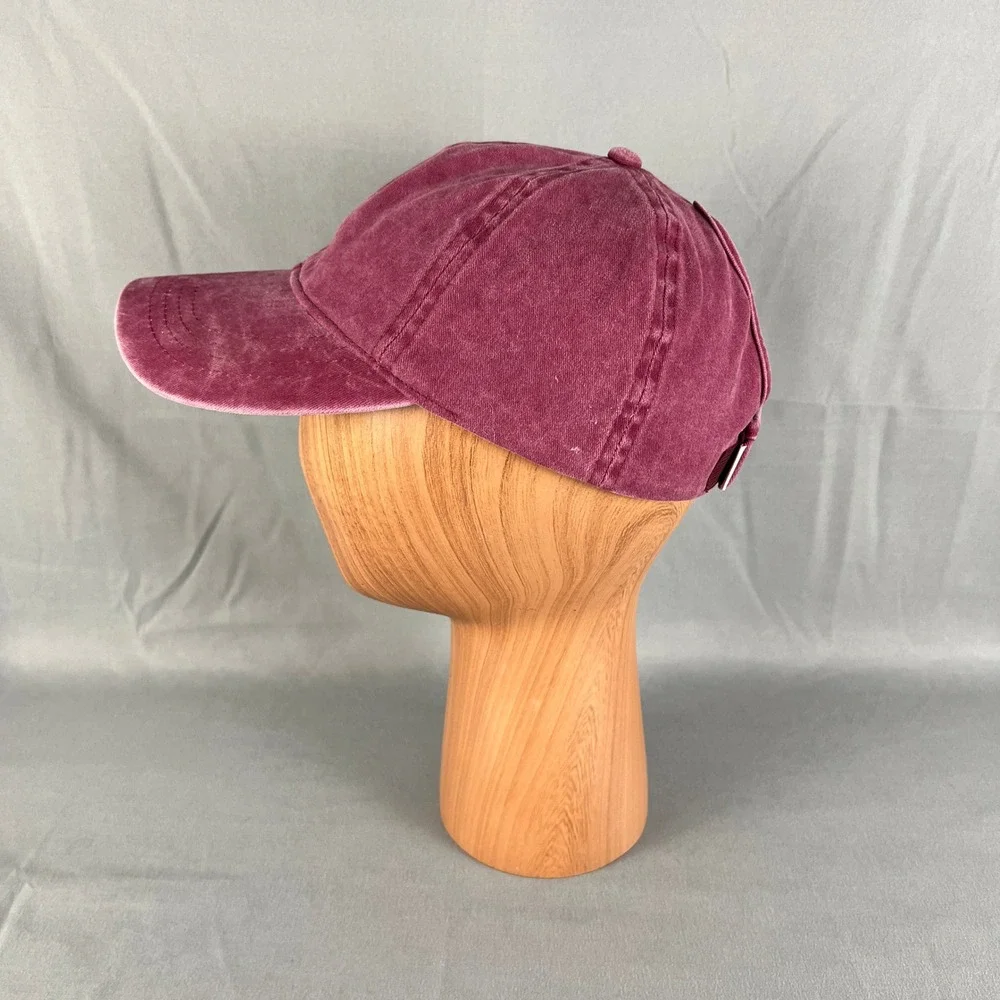 Ponyflo Baseball Cap Mens One Size Maroon Cotton Adjustable Strap Back Casual